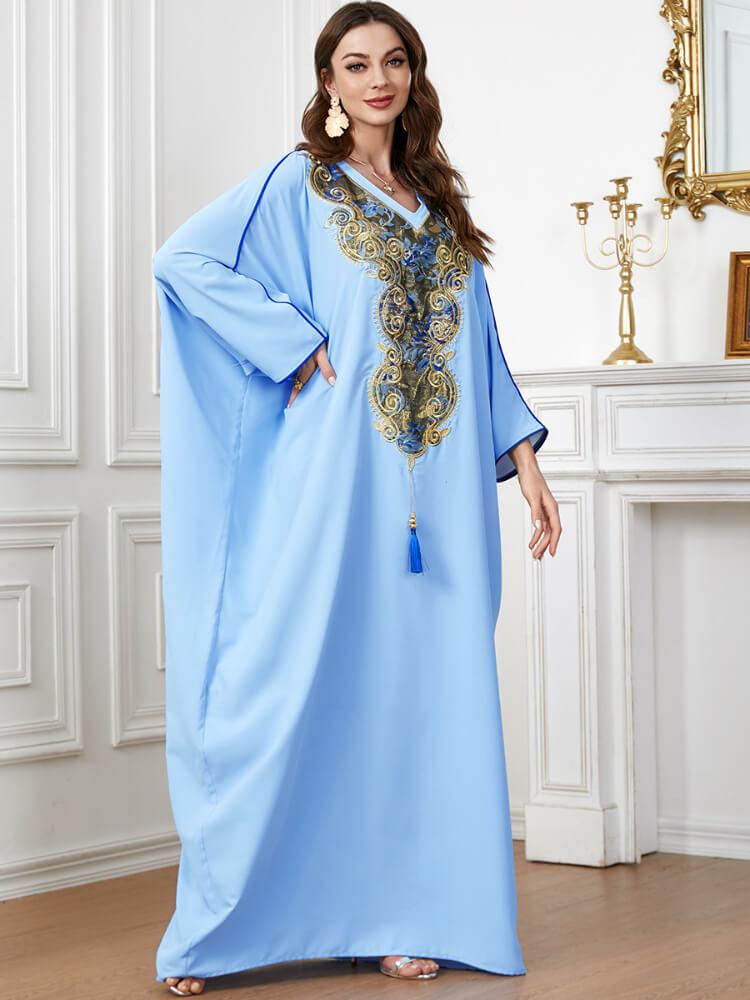 Women's Solid Color Embroidered Kaftan