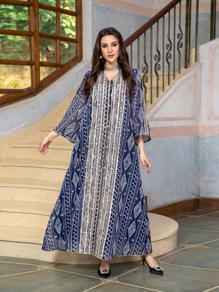 Women's Embroidery Fashion Evenging Dress Kaftan