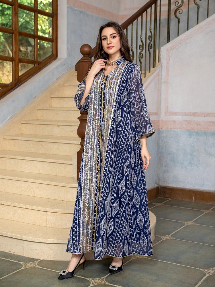 Women's Embroidery Fashion Evenging Dress Kaftan