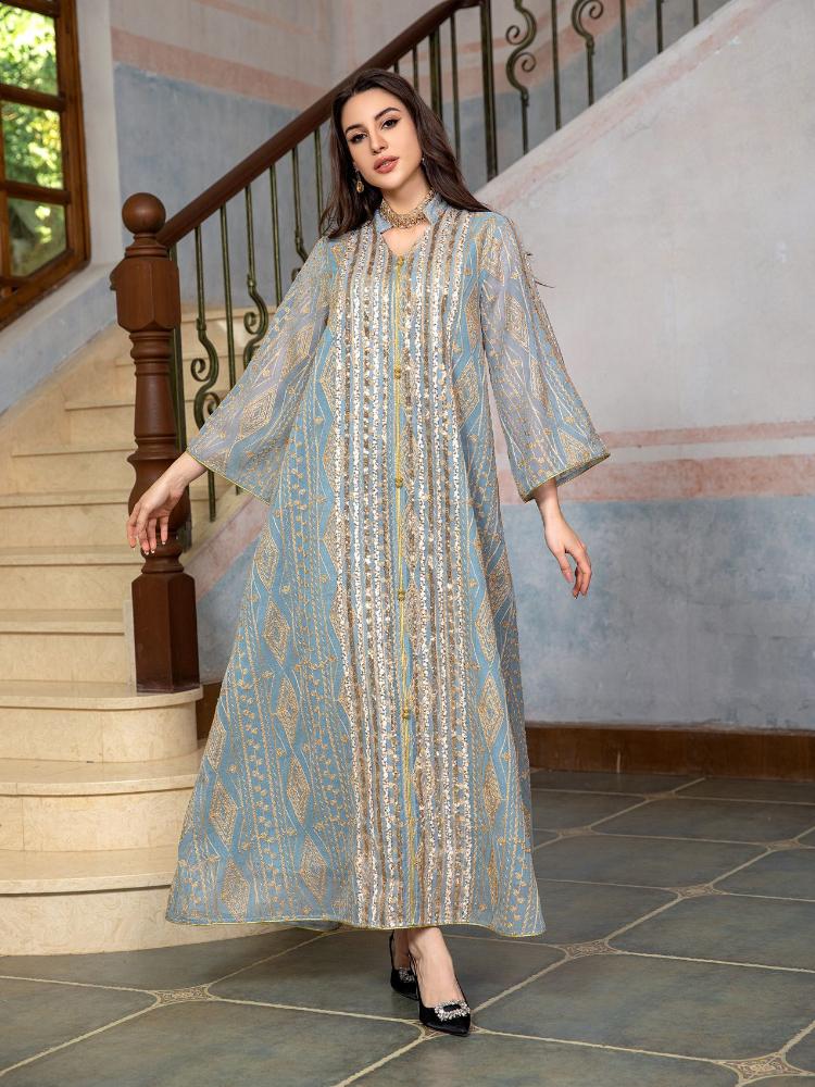 Women's Embroidery Fashion Evenging Dress Kaftan