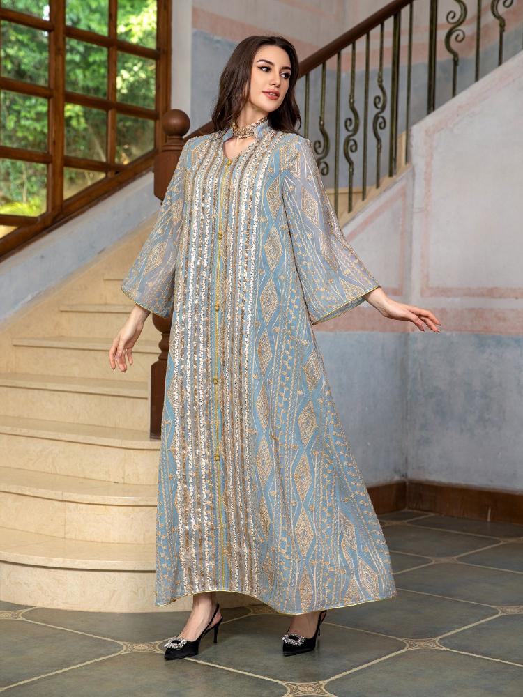 Women's Embroidery Fashion Evenging Dress Kaftan