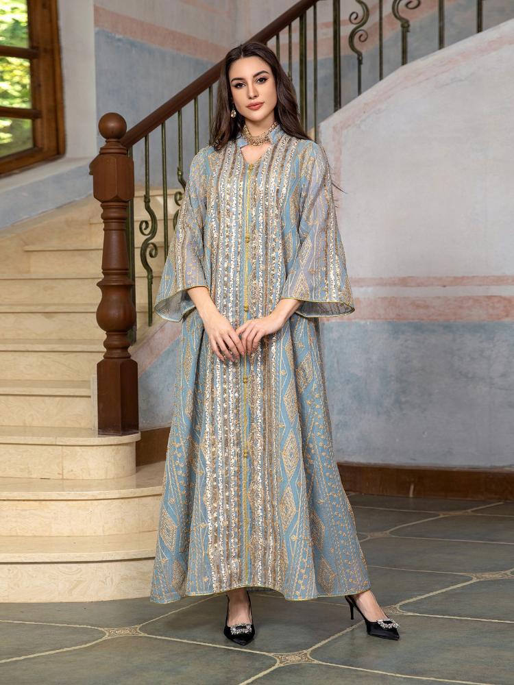 Women's Embroidery Fashion Evenging Dress Kaftan