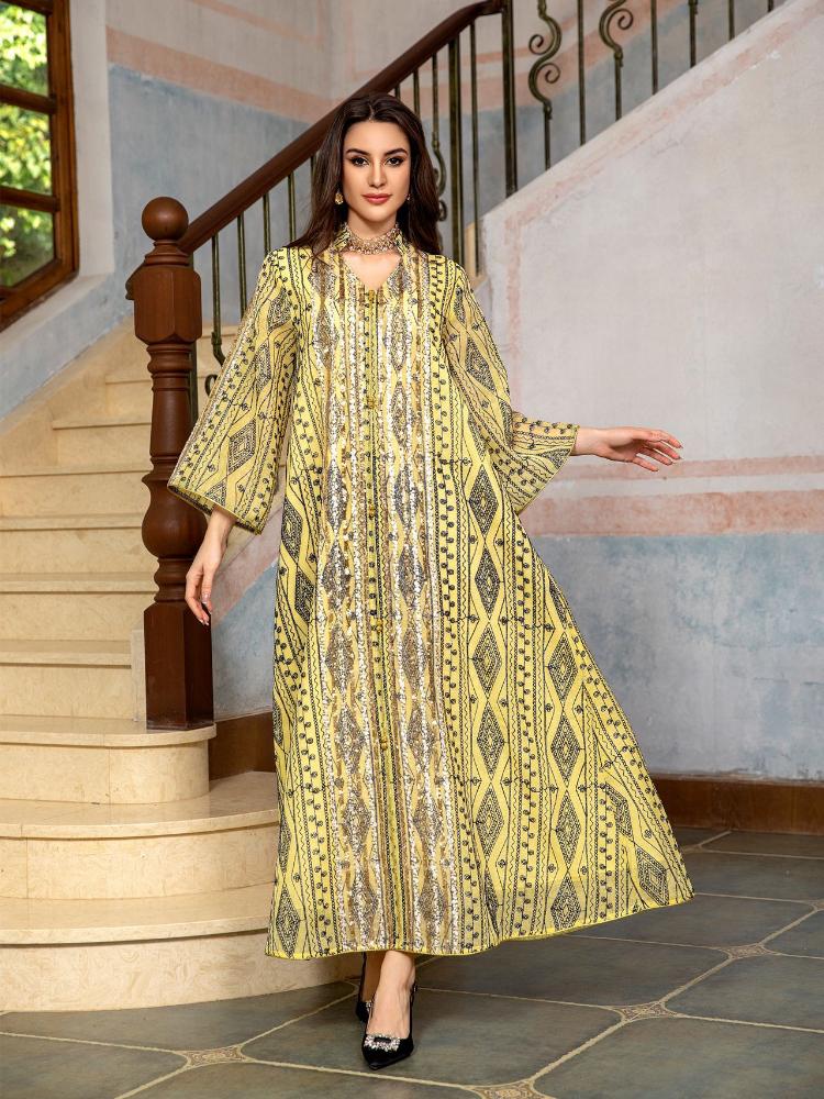 Women's Embroidery Fashion Evenging Dress Kaftan