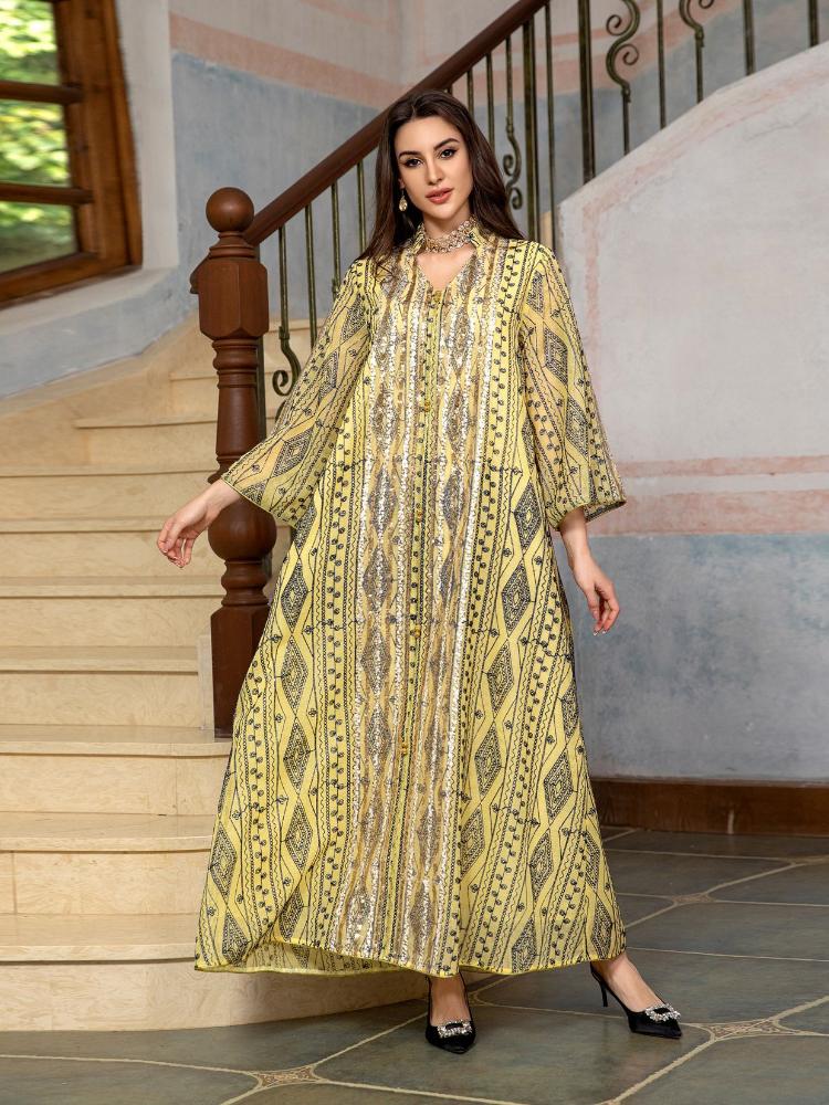 Women's Embroidery Fashion Evenging Dress Kaftan