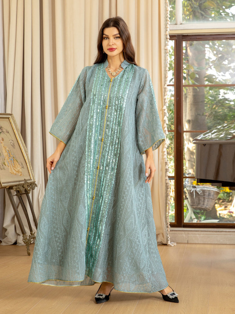 Women's Embroidery Fashion Evenging Dress Kaftan