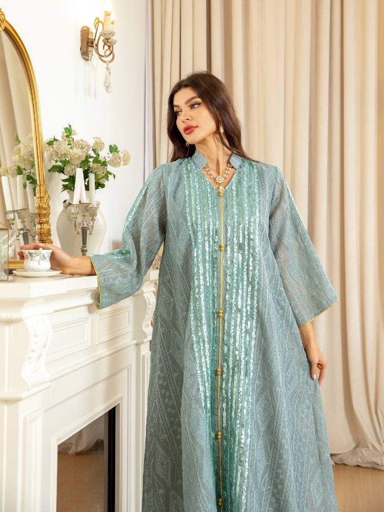 Women's Embroidery Fashion Evenging Dress Kaftan