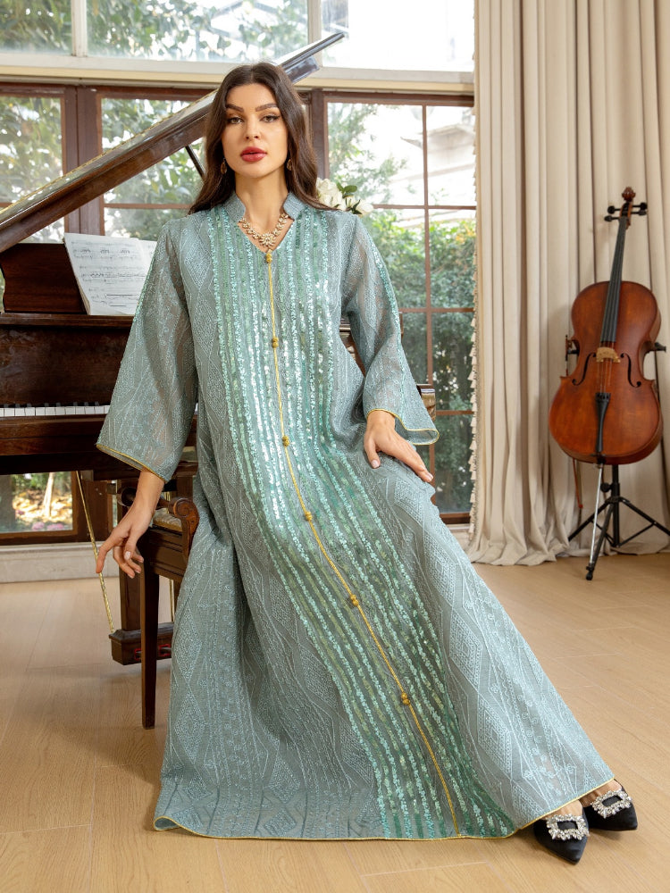 Women's Embroidery Fashion Evenging Dress Kaftan