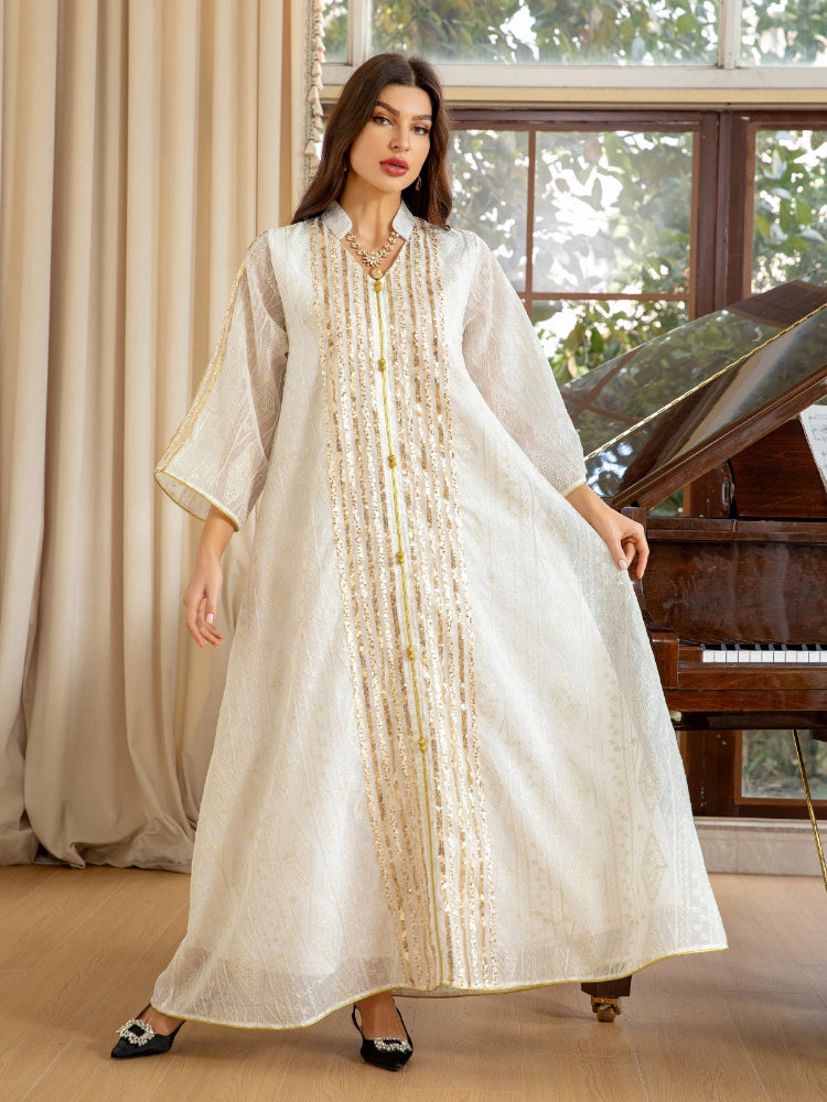 Women's Embroidery Fashion Evenging Dress Kaftan