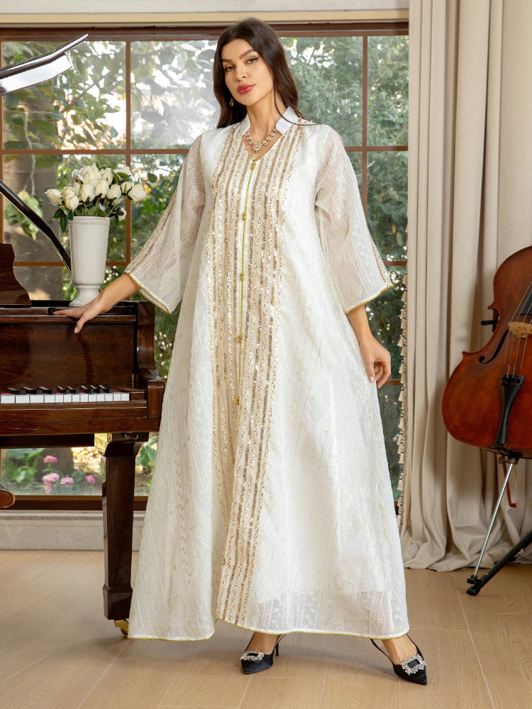 Women's Embroidery Fashion Evenging Dress Kaftan