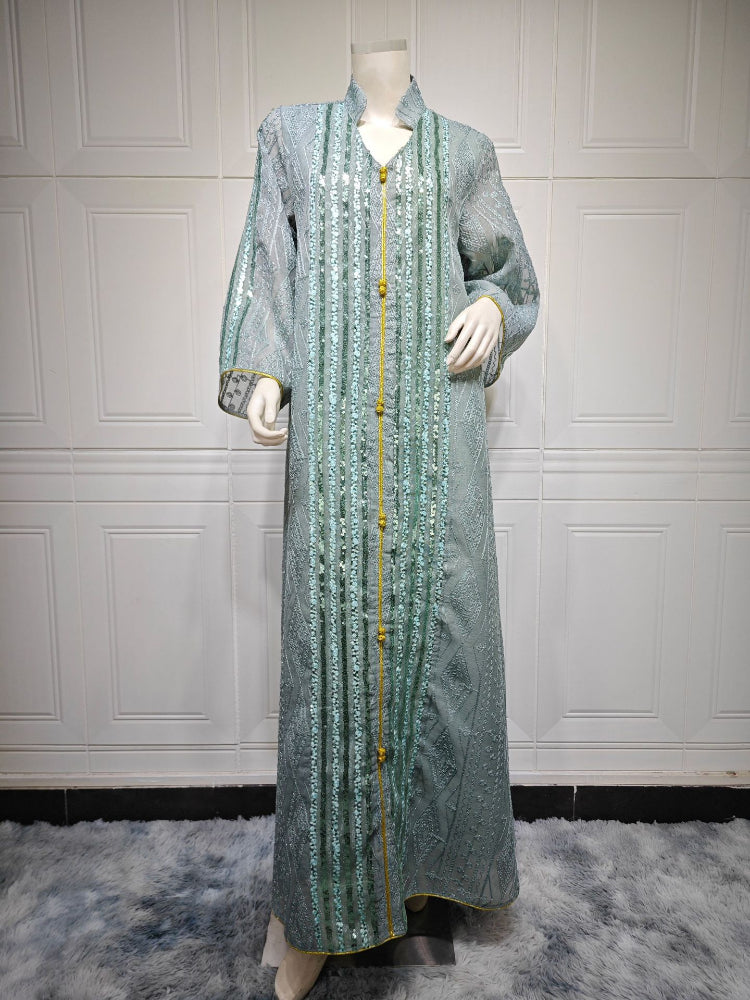 Women's Embroidery Fashion Evenging Dress Kaftan