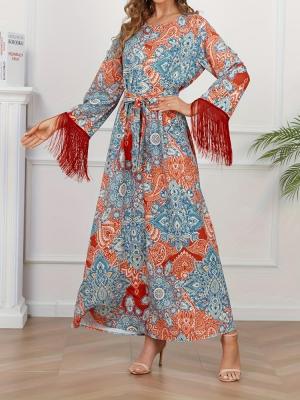 Women'a Elegant Printed Tassel Kaftan