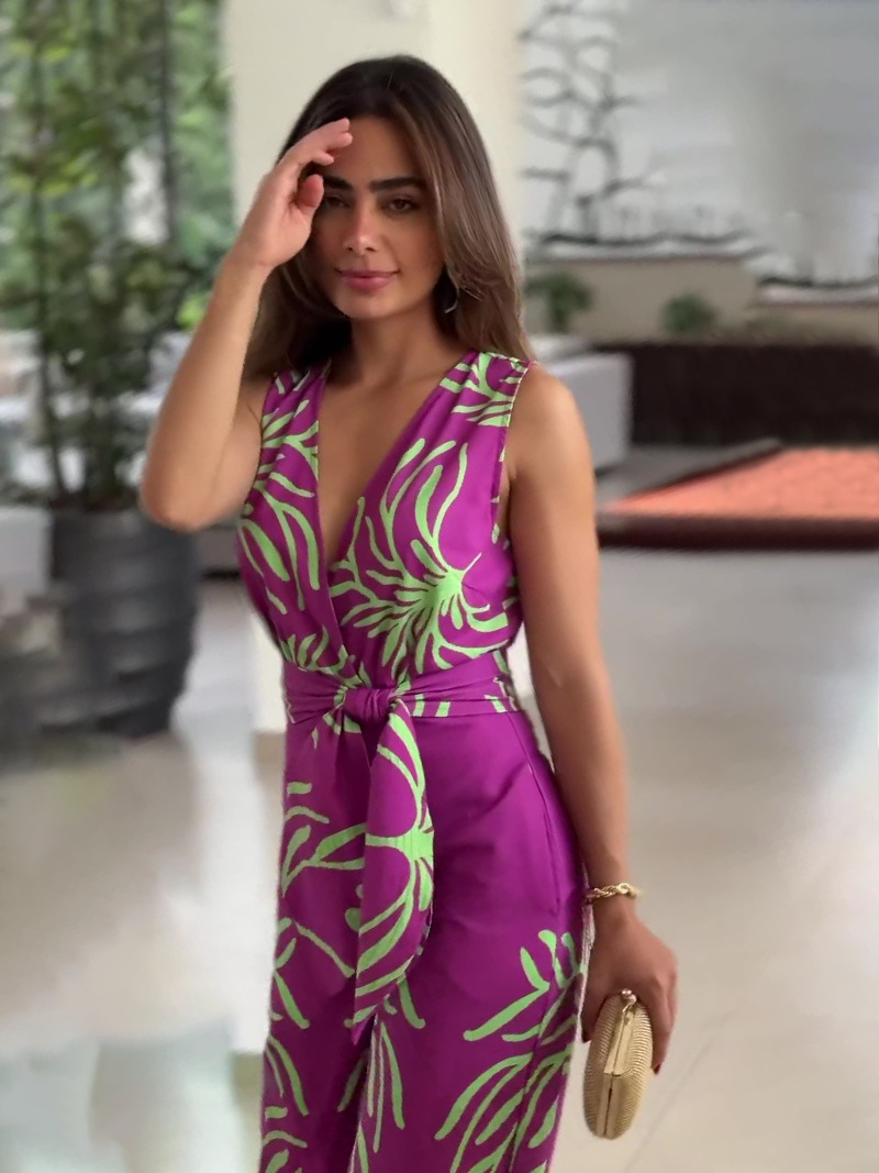 🎉Enjoy 80% discount on two products🎉[S-2XL] 2024 New Fashion Sleeveless Printed Slim Belt Jumpsuit Suit
