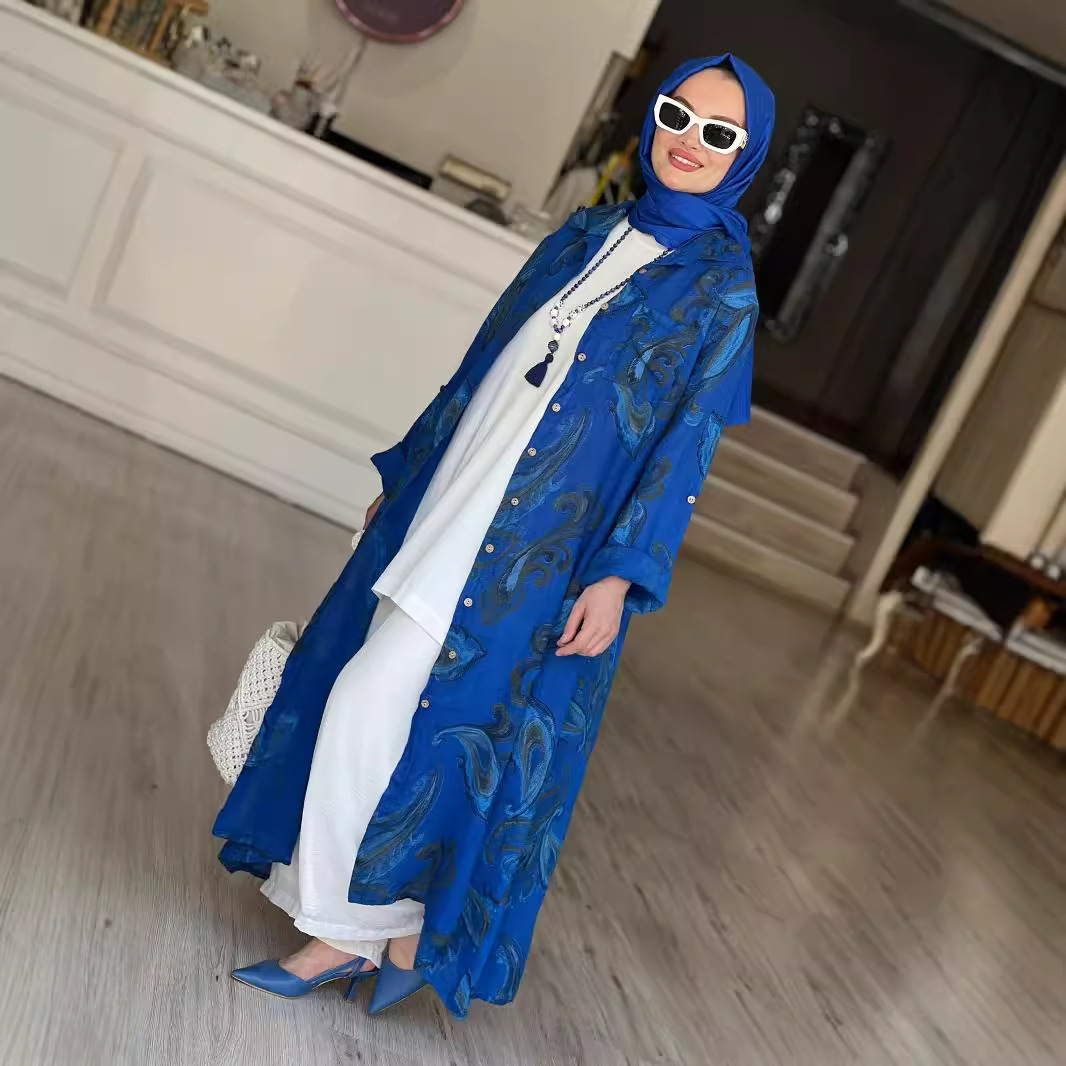 Fashionable Printed Cardigan Robe