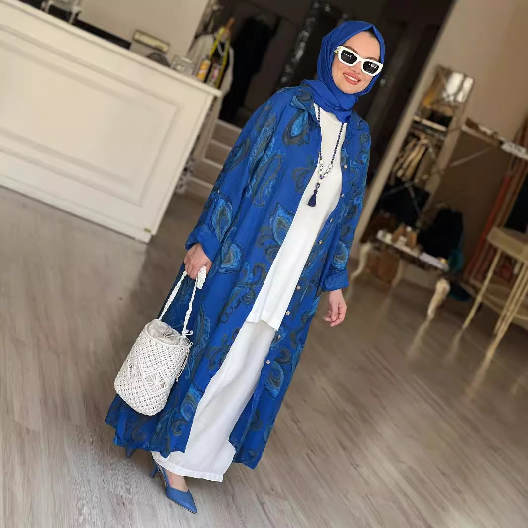 Fashionable Printed Cardigan Robe