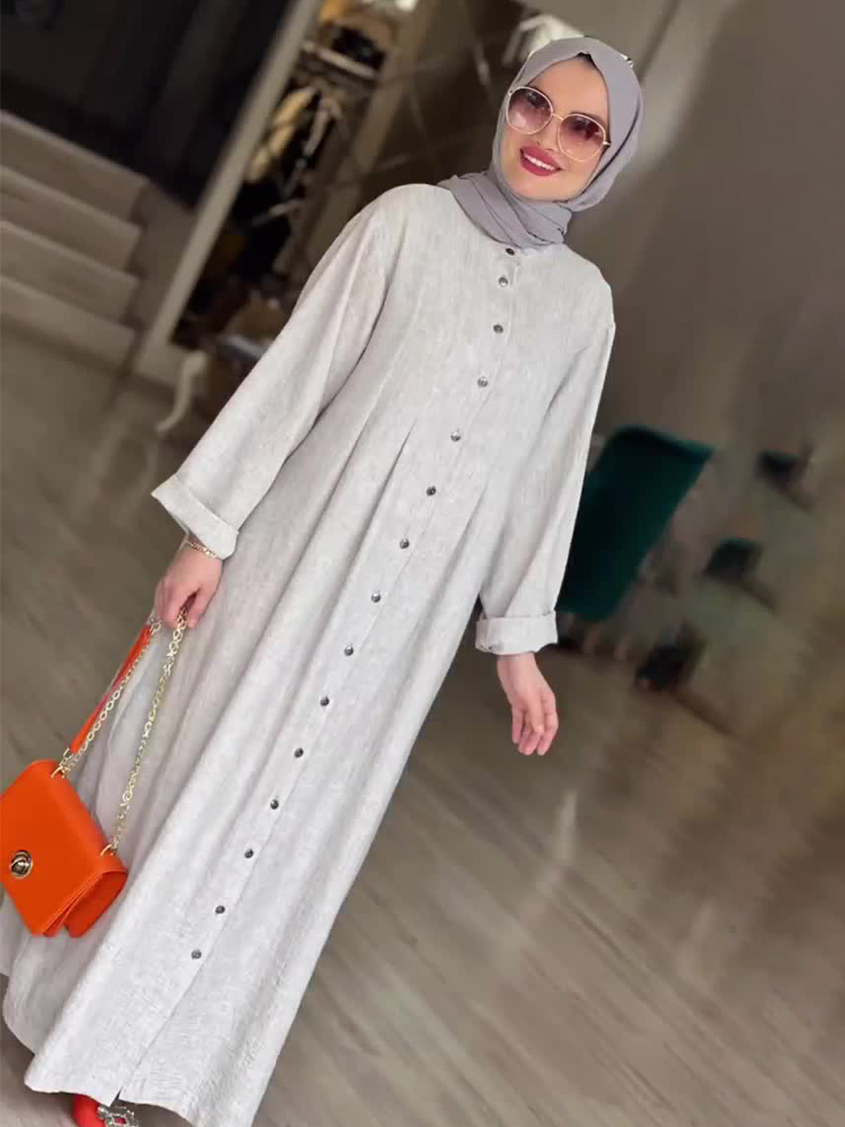 Women's long-sleeved thin loose fashionable versatile robe