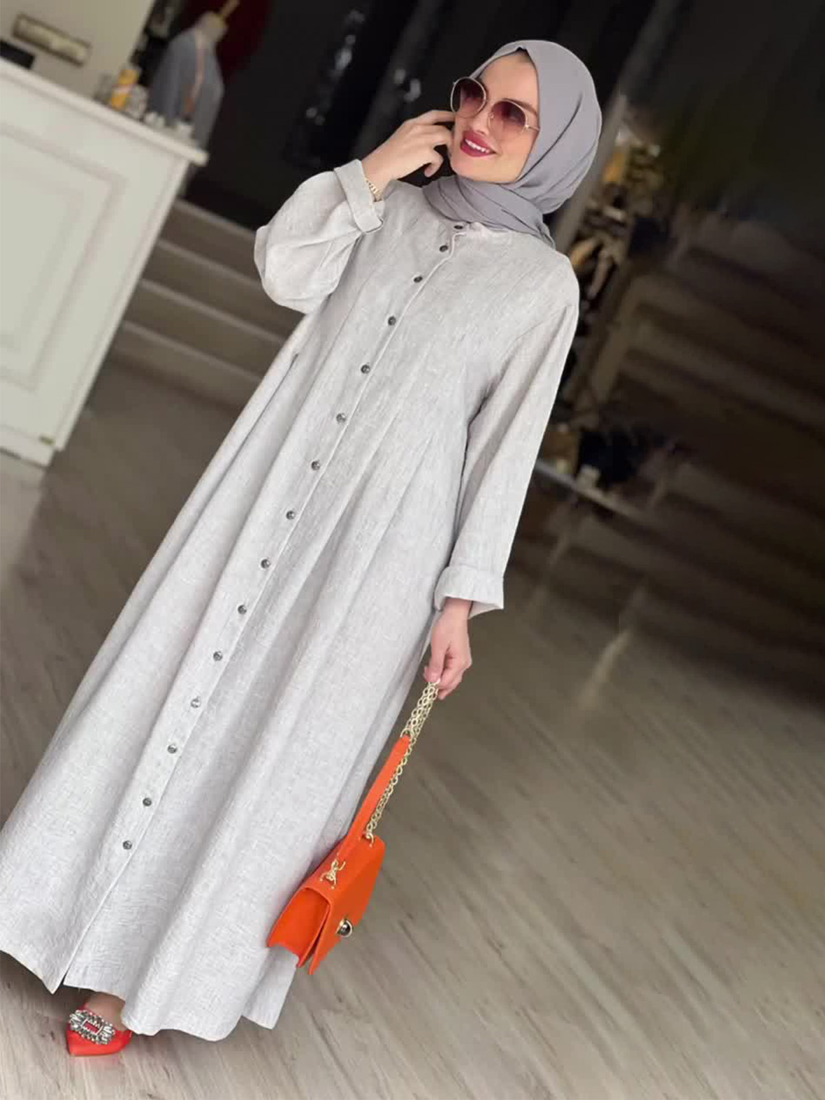 Women's long-sleeved thin loose fashionable versatile robe