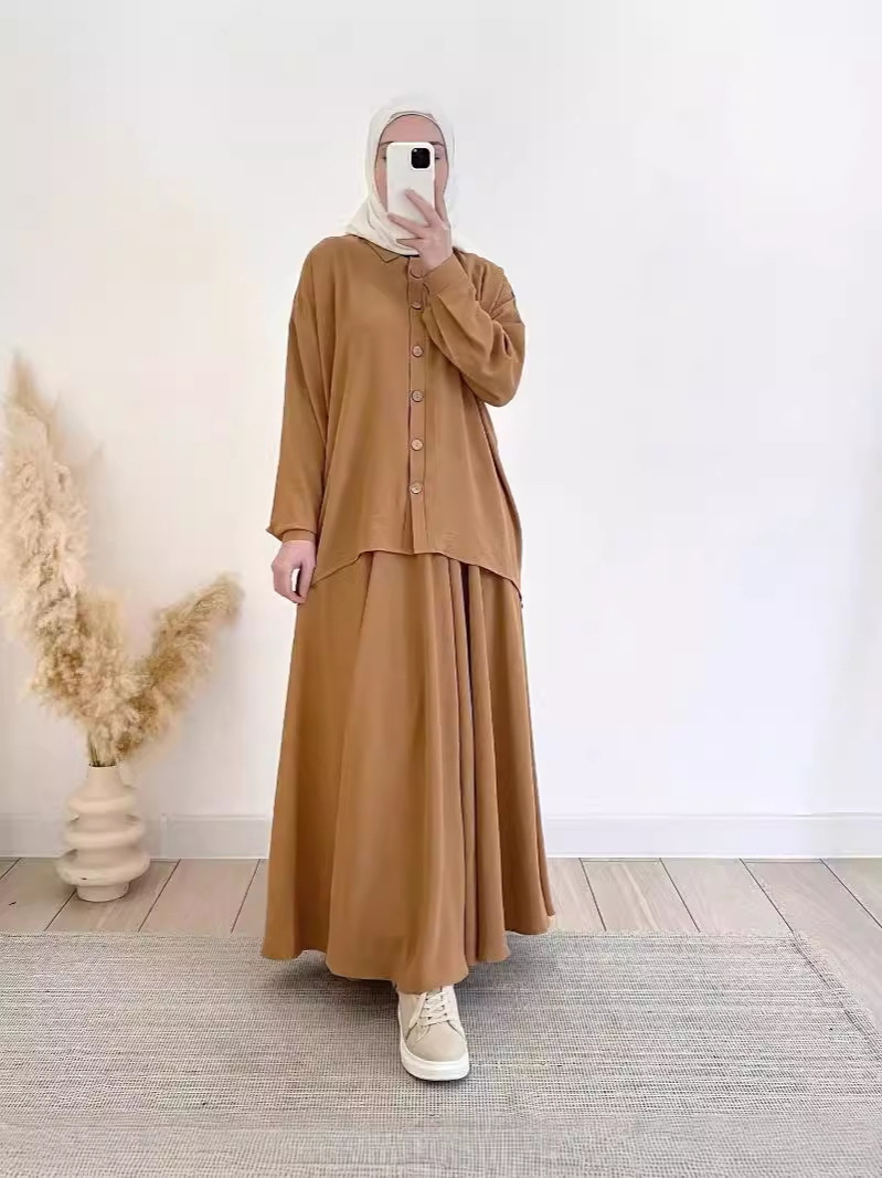 Loose long-sleeved shirt skirt