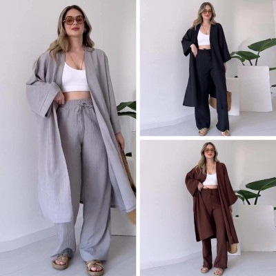 Lazy robe high-waisted wide-leg pants suit