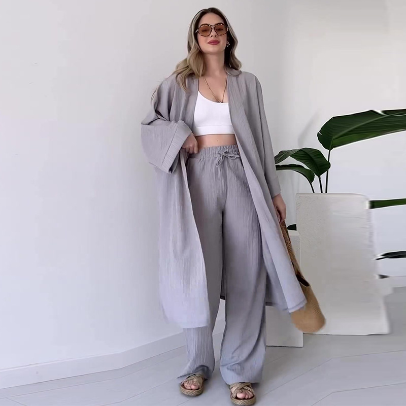 Lazy robe high-waisted wide-leg pants suit