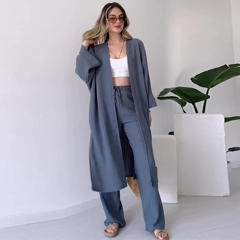 Lazy robe high-waisted wide-leg pants suit