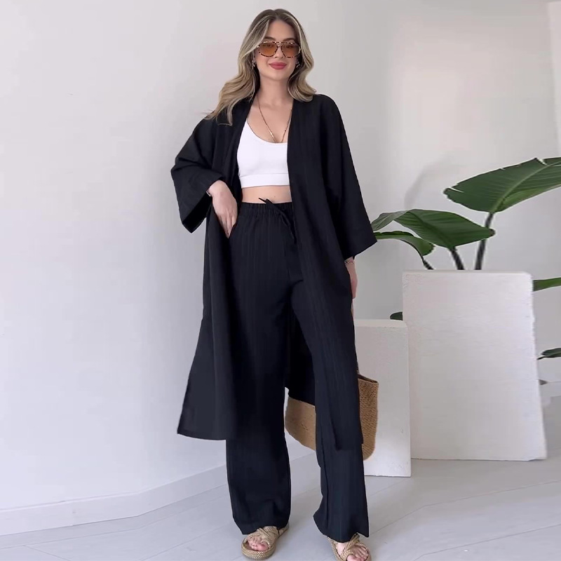 Lazy robe high-waisted wide-leg pants suit