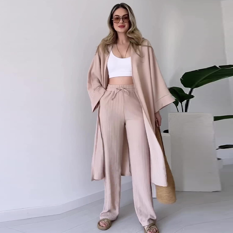 Lazy robe high-waisted wide-leg pants suit