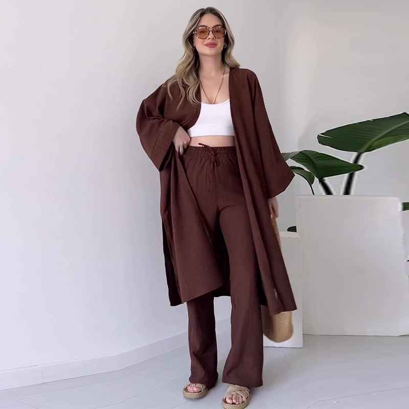 Lazy robe high-waisted wide-leg pants suit