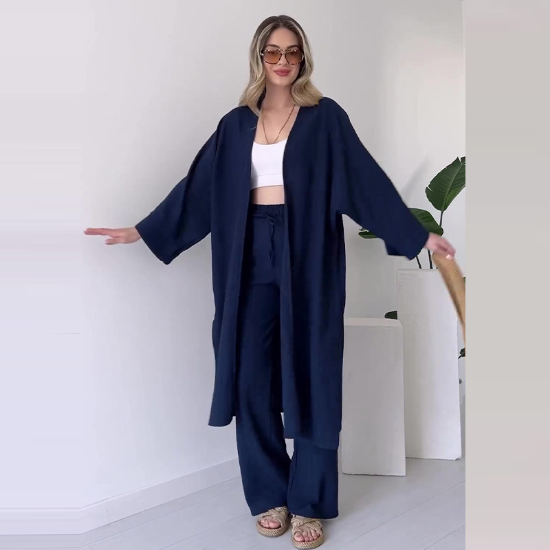 Lazy robe high-waisted wide-leg pants suit