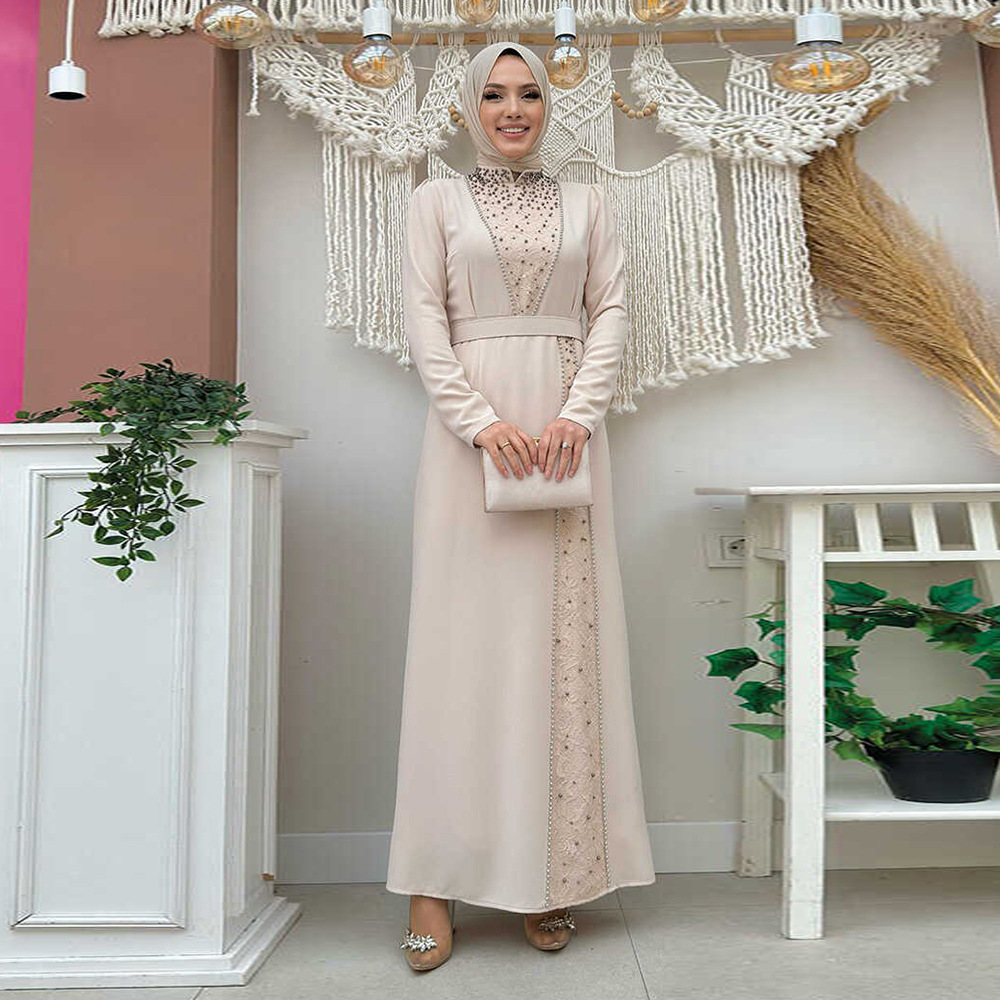 New style lace beaded abaya long skirt