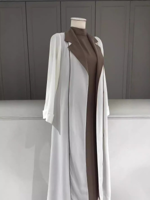 Fashion solid color long cardigan robe coat windbreaker