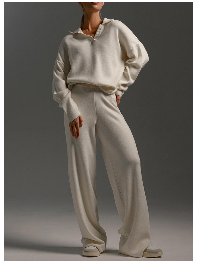 Casual V-neck sweater pants suit