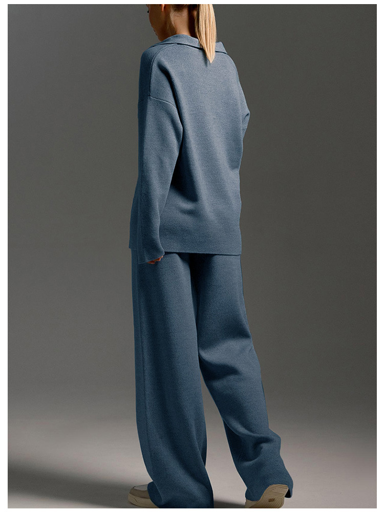 Casual V-neck sweater pants suit