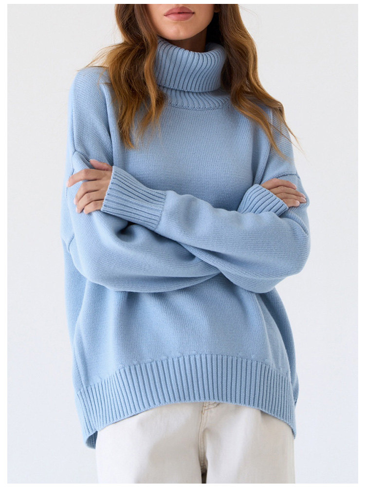 سترة ذات رقبة مدورة بلون سادة