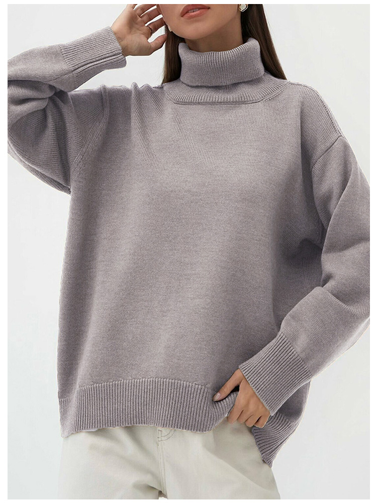 سترة ذات رقبة مدورة بلون سادة