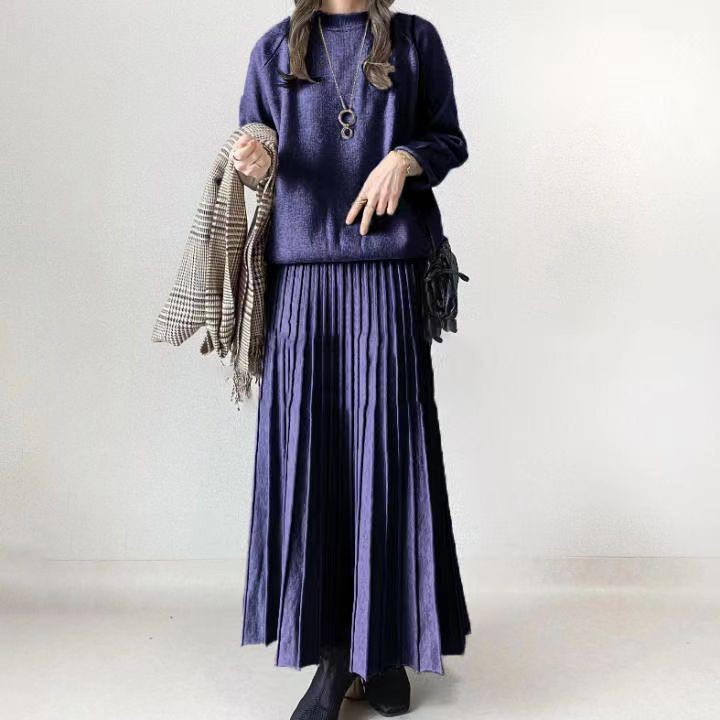 Two-piece sweater knit skirt set