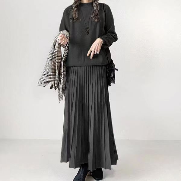 Two-piece sweater knit skirt set