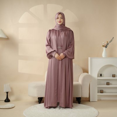 Lantern Sleeve Abaya, 4 - Piece Set Large Pleated Sleeves Abaya