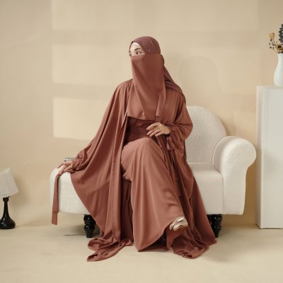 5 - Piece Set Farasha Abaya, Premium Farasha Textured Open Abaya
