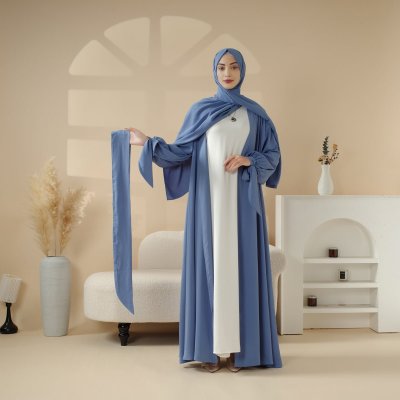 Premium Ribbon 4 - Piece Set Open Abaya