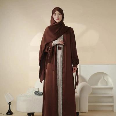 Bow Tie Sleeve Abaya Set With Long - sleeve Inner Dress