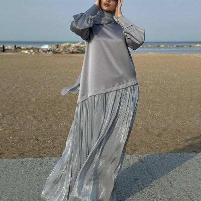 MS028 Shirt Splicing High Waist Loose Long Skirt - Mariam's Collection