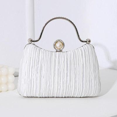 MAC071 Pearl Bag Banquet Bag Pleated Diamond Encrusted Handbag - Mariam's Collection