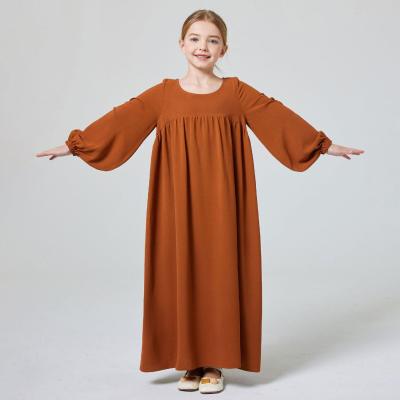 MKG008 Girls Puff Sleeve Crepe Abaya - Mariam's Collection