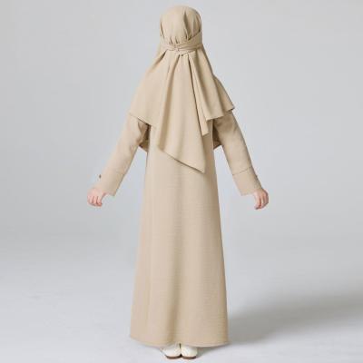 MKG003 Girls Pleated Solid Color Abaya 2 - Piece Set - Mariam's Collection