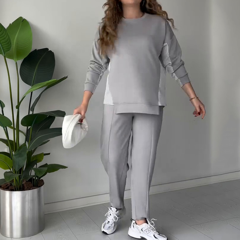 New style loose round neck stitching comfortable and fashionable casual suit pants