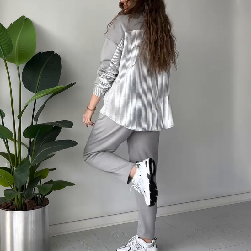 New style loose round neck stitching comfortable and fashionable casual suit pants