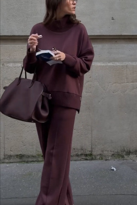 2025 European and American spring and autumn new long -sleeved sweater set