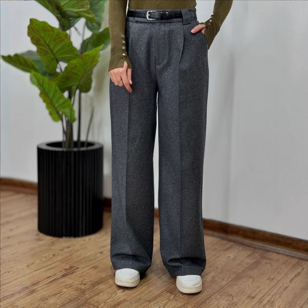 2025 Women's pure color temperament, commute high -waist slimming wild suit pants