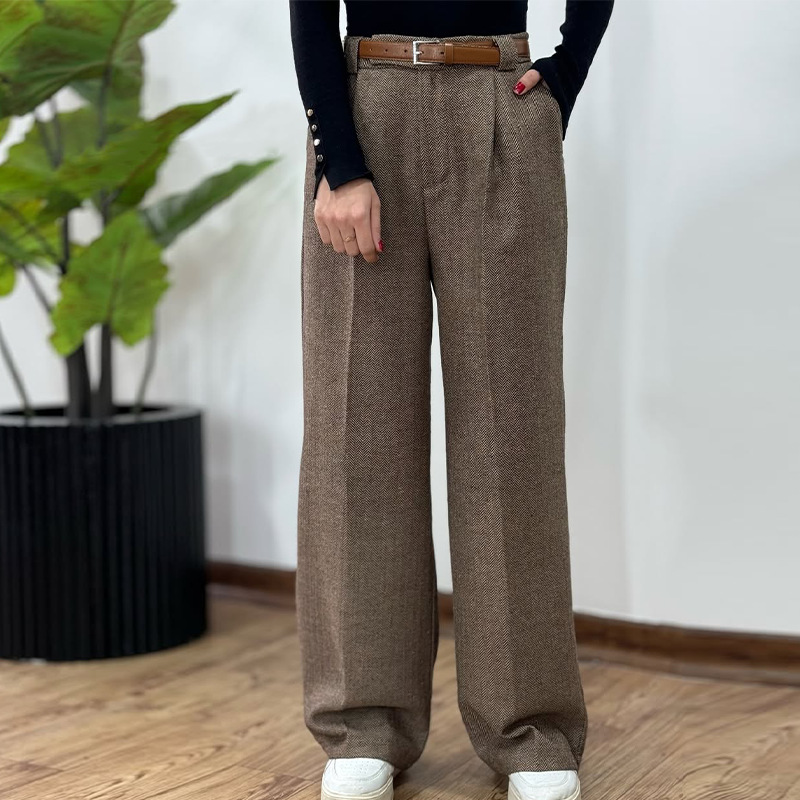 2025 Women's pure color temperament, commute high -waist slimming wild suit pants