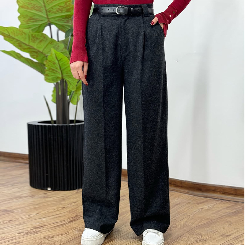 2025 Women's pure color temperament, commute high -waist slimming wild suit pants
